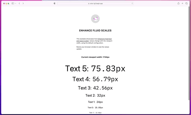 Animation loop showing a browser window shrink and growing in width, with a typographic scale shrinking and growing in tandem